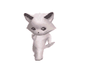 a 3d animated pink-gray cat dancing on two legs'